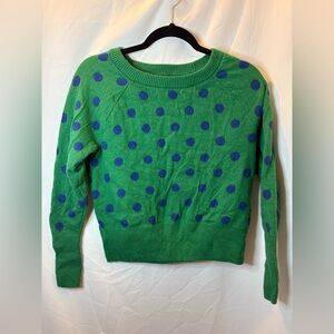 GAP Green Sweater with Blue Polka Dots